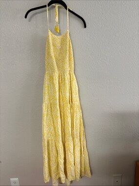 Lost + Wander Yellow Floral Tiered Maxi Dress
